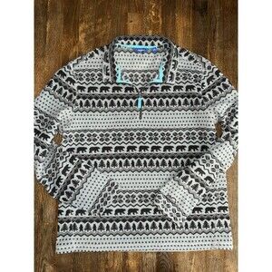 Chubbies Half Zip Fleece Pullover Men Large Gray Black Winter Snowflakes Warm